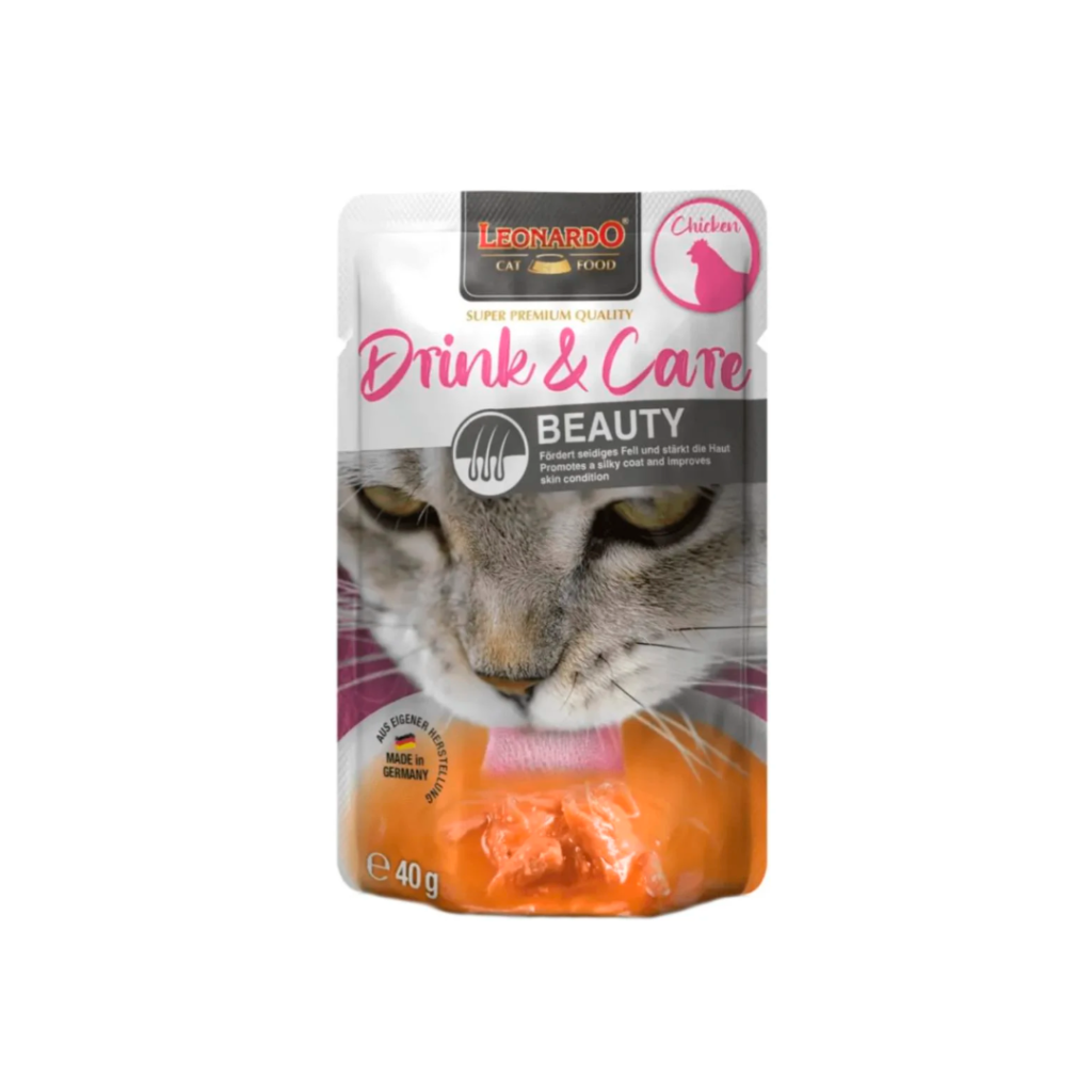 Leonardo Drink & Care Beauty Pollo 40g | Caldo Gatos Belleza