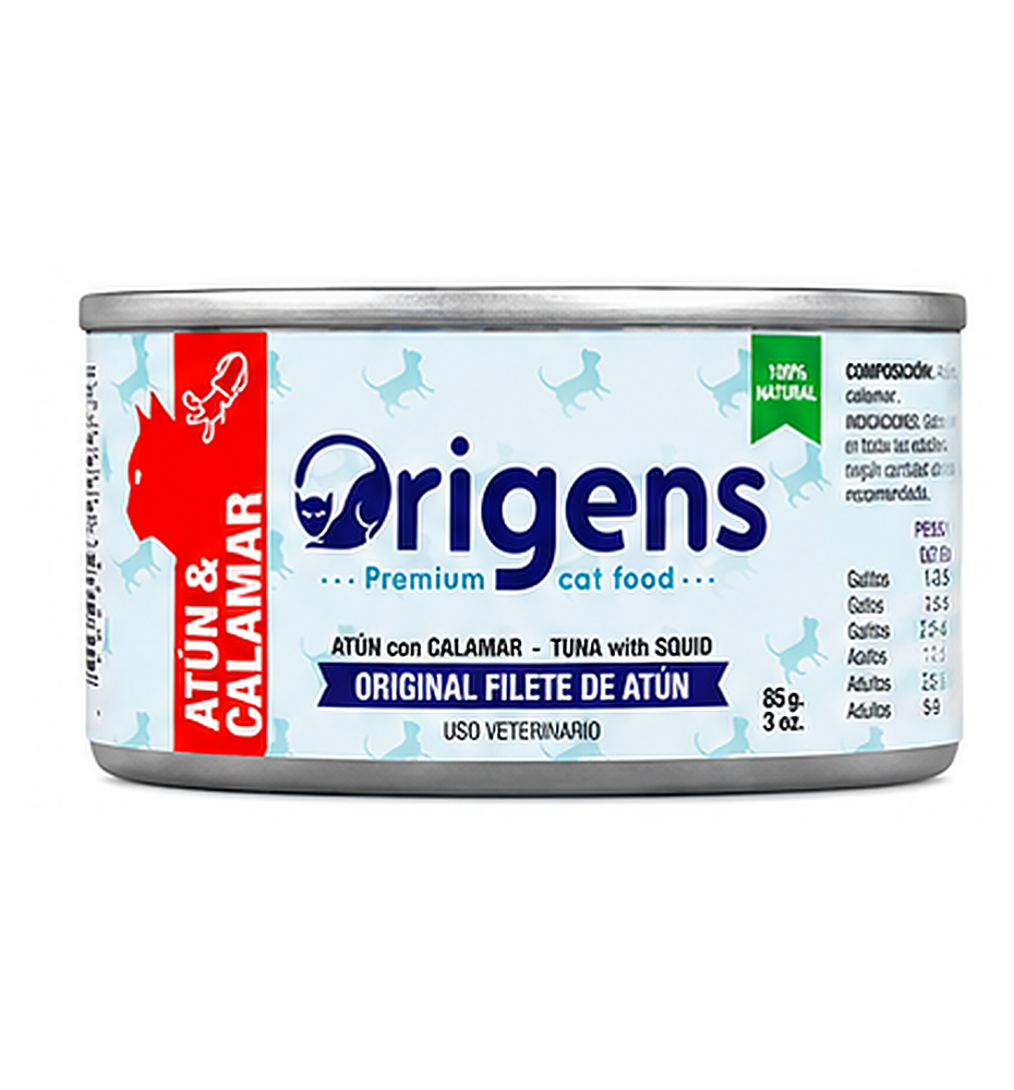 Origens Filetes Atún y Calamar 85g | Alimento Húmedo