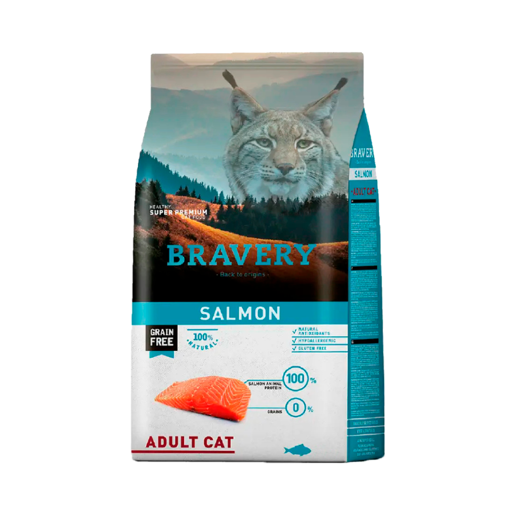 Bravery Salmón Adult Cat 7kg | Alimento Grain Free Gatos