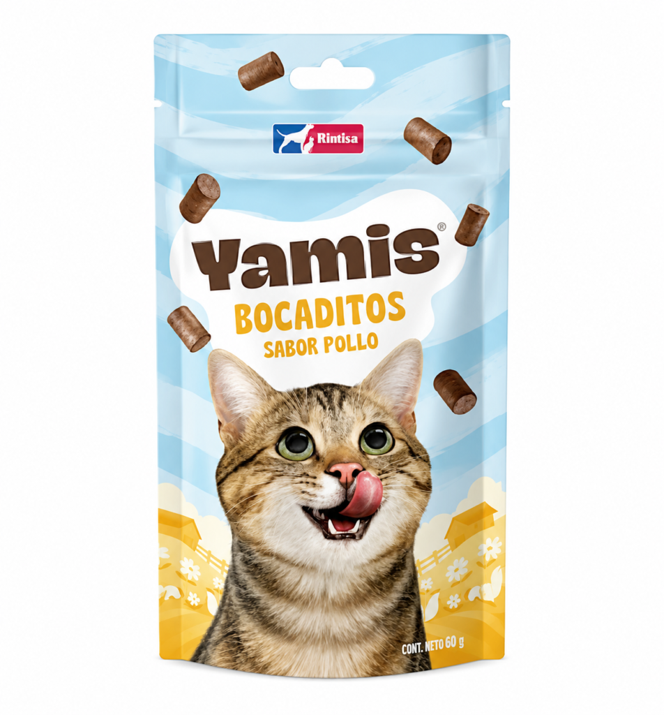 Yamis Bocaditos Pollo 60g | Snack Crujiente para Gatos