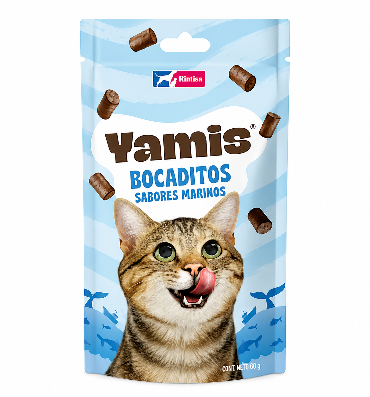 Yamis Bocaditos Marinos 60g | Snack Crujiente para Gatos
