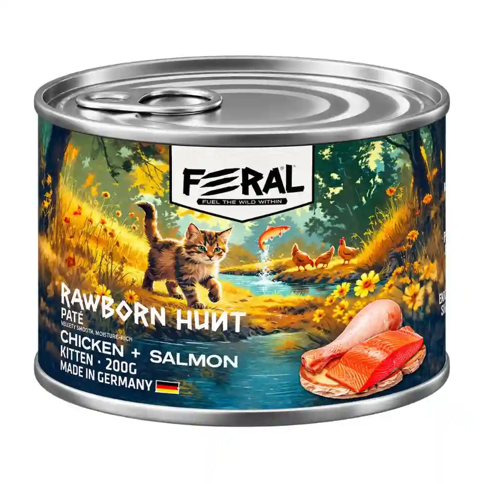 Feral Rawborn Kitten Pollo y Salmón 200g | Paté Gatitos
