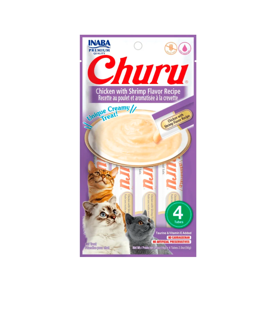 Inaba Churu Pollo con Camarón 56g | Snack Cremoso Líquido